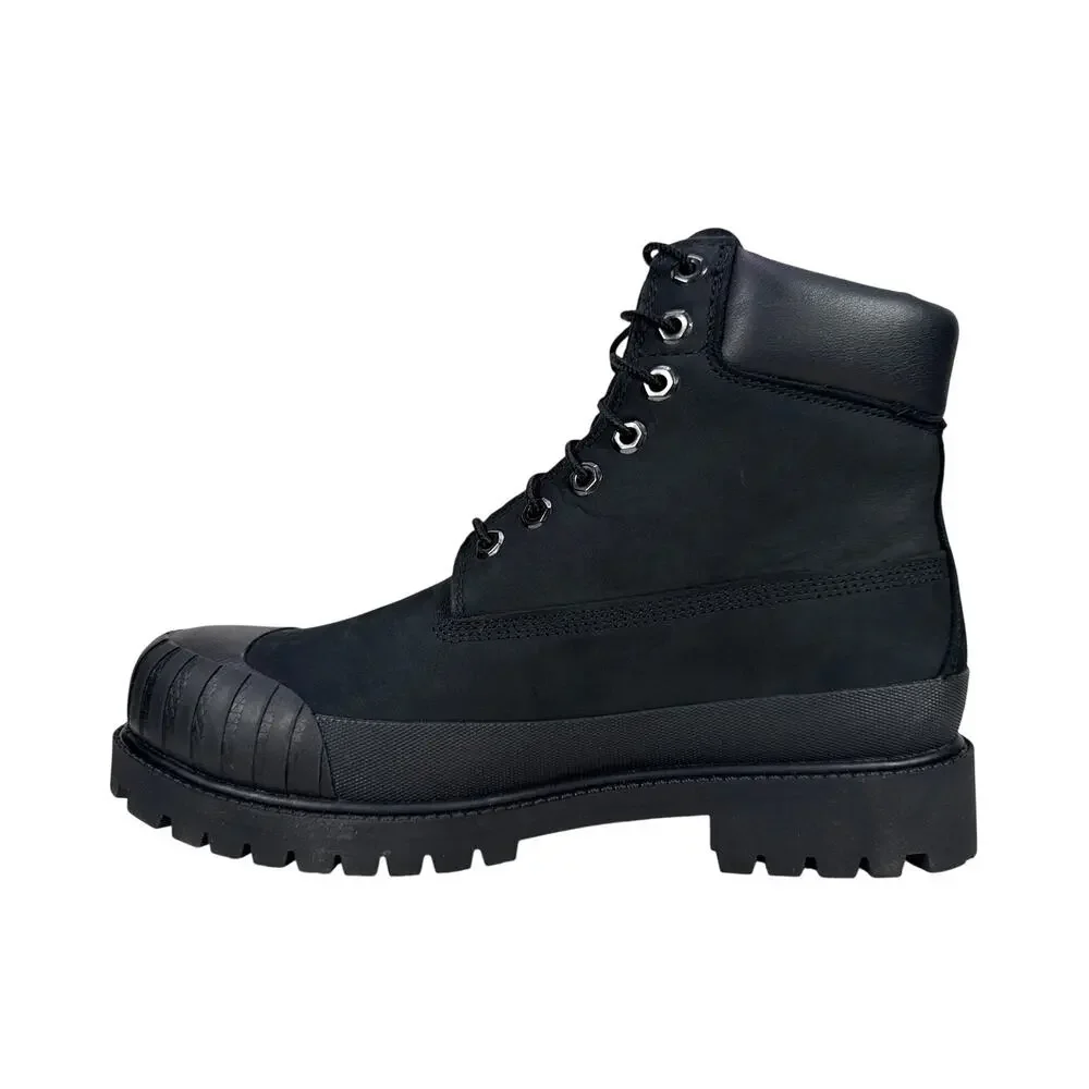 Timberland Premium 6 Inch Rubber Toe Boots Mens 10 Blackout‎ Nubuck Leather WP